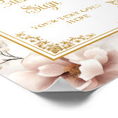 Elegante rosa Blume Goldverheiratung Poster (Ecke)