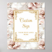 Elegante rosa Blume Goldverheiratung Poster (Vorne)