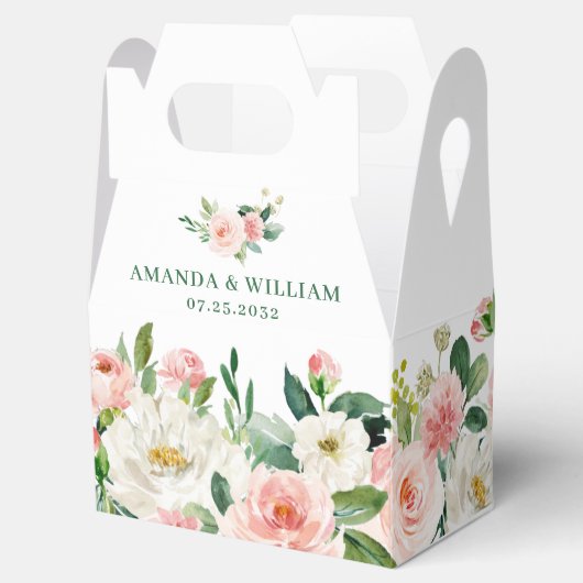 Elegante Rosa Blume Grüne Hochzeit Geschenkschachtel (Geöffnet)