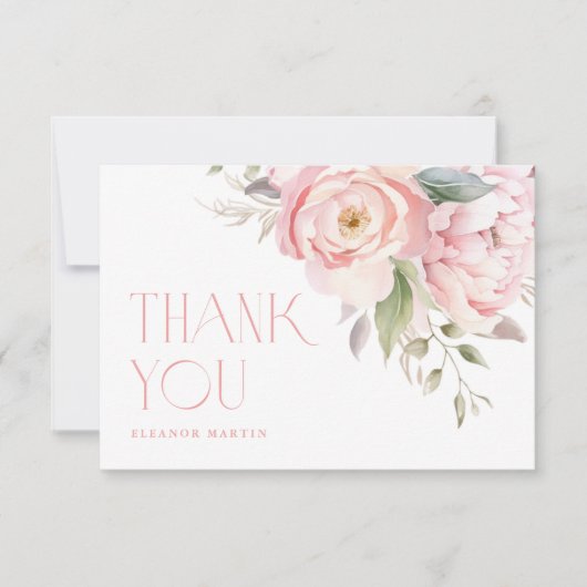 Elegante Rosa Blume Grüngarten Kinderdusche Dankeskarte (Vorderseite)