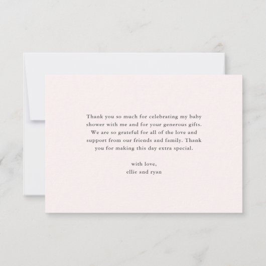 Elegante Rosa Blume Grüngarten Kinderdusche Dankeskarte (Rückseite)