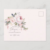 Elegante Rosa Blume Grüngarten Kinderdusche Postkarte (Rückseite)