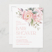 Elegante Rosa Blume Grüngarten Kinderdusche Postkarte (Vorne/Hinten)