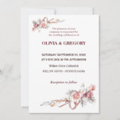 Elegante rosa Blume Hochzeit Einladung (Vorderseite)