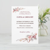 Elegante rosa Blume Hochzeit Einladung (Stehend Vorderseite)