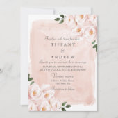 Elegante, rosa Blume Hochzeit Einladung (Vorderseite)