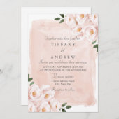 Elegante, rosa Blume Hochzeit Einladung (Vorne/Hinten)