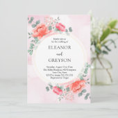 Elegante, rosa Blume Hochzeit Einladung (Stehend Vorderseite)