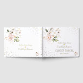 Elegante Rosa Blume Hochzeit Gold Gästebuch (Voll)