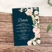 Elegante, rosa Blume Hochzeitsdetails Begleitkarte