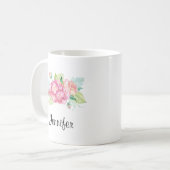 Elegante Rosa Blume Kaffeetasse (Vorderseite Links)