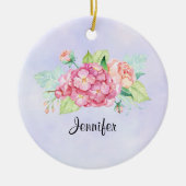Elegante Rosa Blume Keramik Ornament (Vorne)