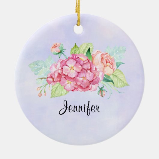 Elegante Rosa Blume Keramik Ornament (Hinten)