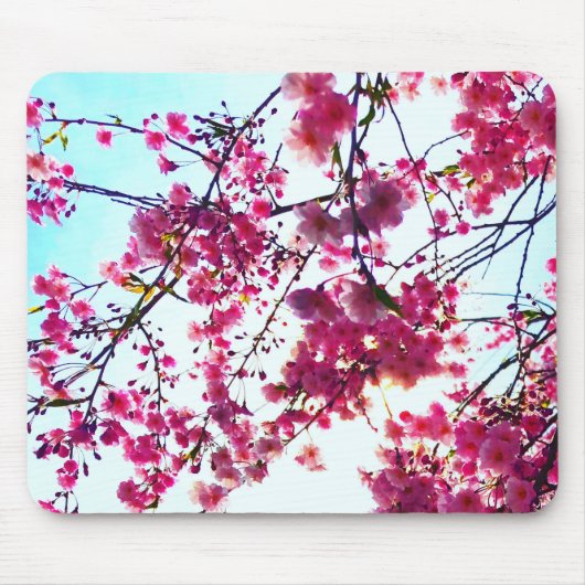 Elegante rosa Blume Kirschblüten Mousepad (Vorne)