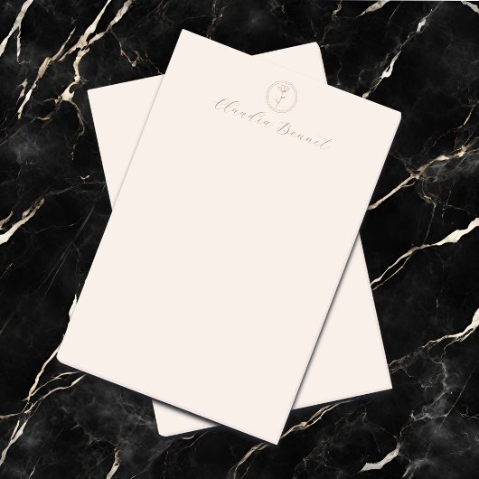 Elegante Rosa Blume Logo und Skriptname Post-it Klebezettel