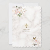 Elegante Rosa Blume Marmortaufe Einladung (Rückseite)