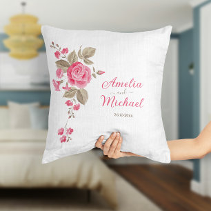 Elegante rosa Blume mit Namen als Kissen