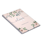 Elegante, rosa Blume | Monogramm Notizblock (Rechte Seite)
