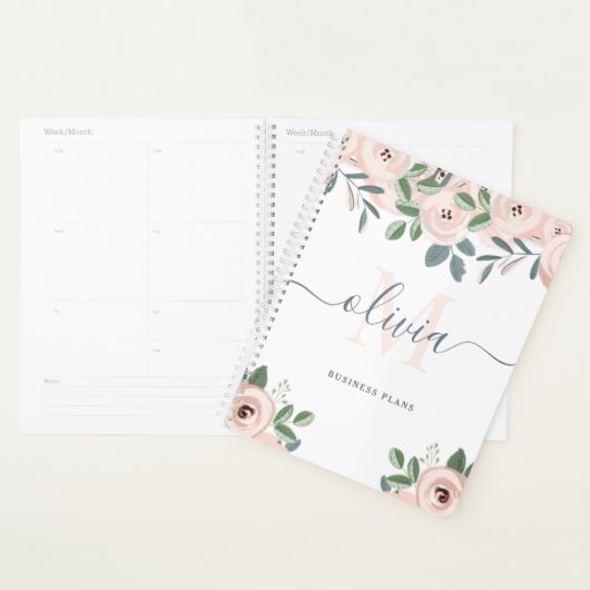 Elegante, rosa Blume | Monogramm Planer (Anzeige)