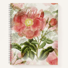 Elegante rosa Blume Poesie Notizblock