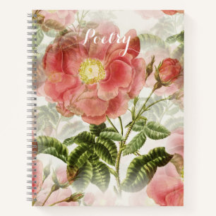 Elegante rosa Blume Poesie Notizblock