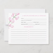 Elegante rosa Blume Polterabend Rezept Karte (Vorderseite)