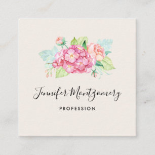 Elegante Rosa Blume Quadratische Visitenkarte