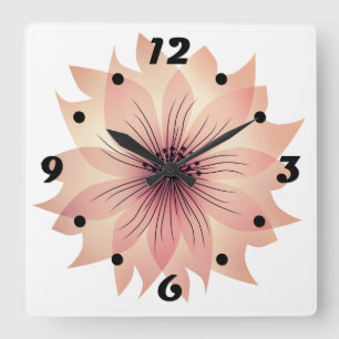 Elegante, rosa Blume Quadratische Wanduhr