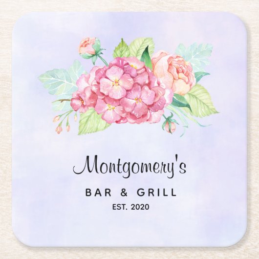 Elegante Rosa Blume Rechteckiger Pappuntersetzer (Vorderseite)