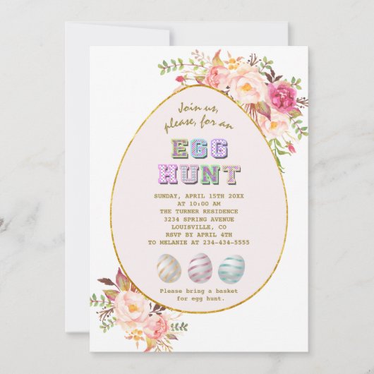 Elegante Rosa Blume Rosa Rosa Ei Einladung (Vorderseite)