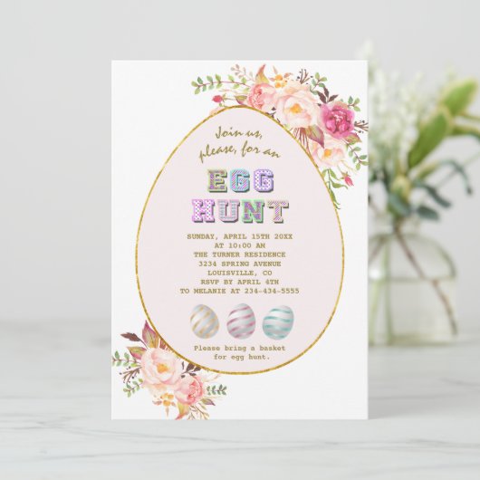 Elegante Rosa Blume Rosa Rosa Ei Einladung (Stehend Vorderseite)