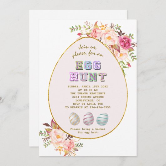 Elegante Rosa Blume Rosa Rosa Ei Einladung (Vorne/Hinten)