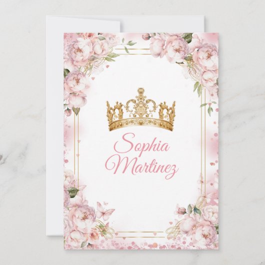 Elegante Rosa Blume Rosa Rosa Stille Einladung (Rückseite)