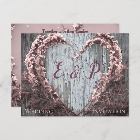 Elegante rosa Blume rustikale Holzverheiratung (Vorne/Hinten)