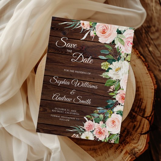 Elegante Rosa Blume Save the Date Karte