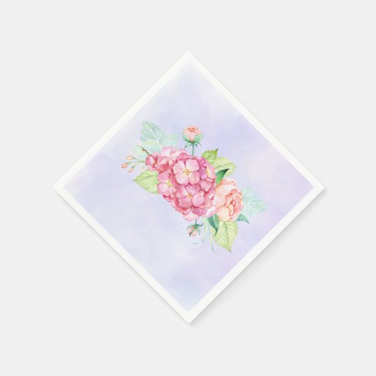 Elegante Rosa Blume Serviette (Ecke)