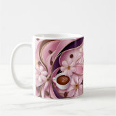 Elegante, rosa Blume und Bändchenmonogramm Kaffeetasse (Links)