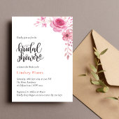 Elegante rosa Blume und grünes Brautparty Einladung
