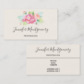 Elegante Rosa Blume Visitenkarte (Vorne/Hinten)