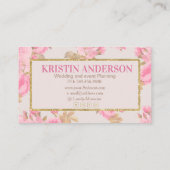 Elegante rosa Blume Visitenkarte (Rückseite)