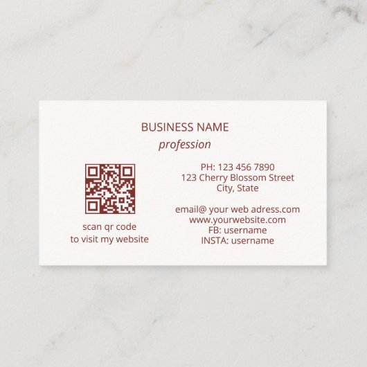 Elegante Rosa Blume Visitenkarte (Rückseite)