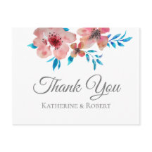 Elegante rosa Blume Wasserfarbe Vielen Dank