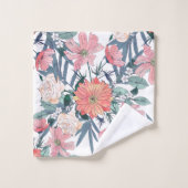 Elegante rosa Blume Wasserfarben Badhandtuch Set (Waschlappen)