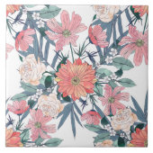 Elegante rosa Blume Wasserfarben Fliese (Vorderseite)