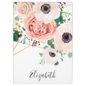 Elegante Rosa Blume Wasserfarben Persönlich gestal Klemmbrett (Rückseite)