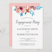 Elegante rosa Blume Wasserfarbene Hochzeitsstimmun Einladung (Vorne/Hinten)