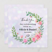 Elegante Rosa Blume Wasserfarbenhochzeit Dankeskarte (Vorne/Hinten)