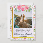 Elegante Rosa Blume Wasserfarbenhochzeit Einladung (Vorderseite)