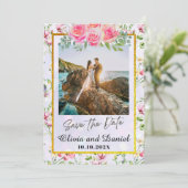 Elegante Rosa Blume Wasserfarbenhochzeit Einladung (Stehend Vorderseite)