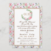 Elegante Rosa Blume Wasserfarbenhochzeit Einladung (Vorne/Hinten)